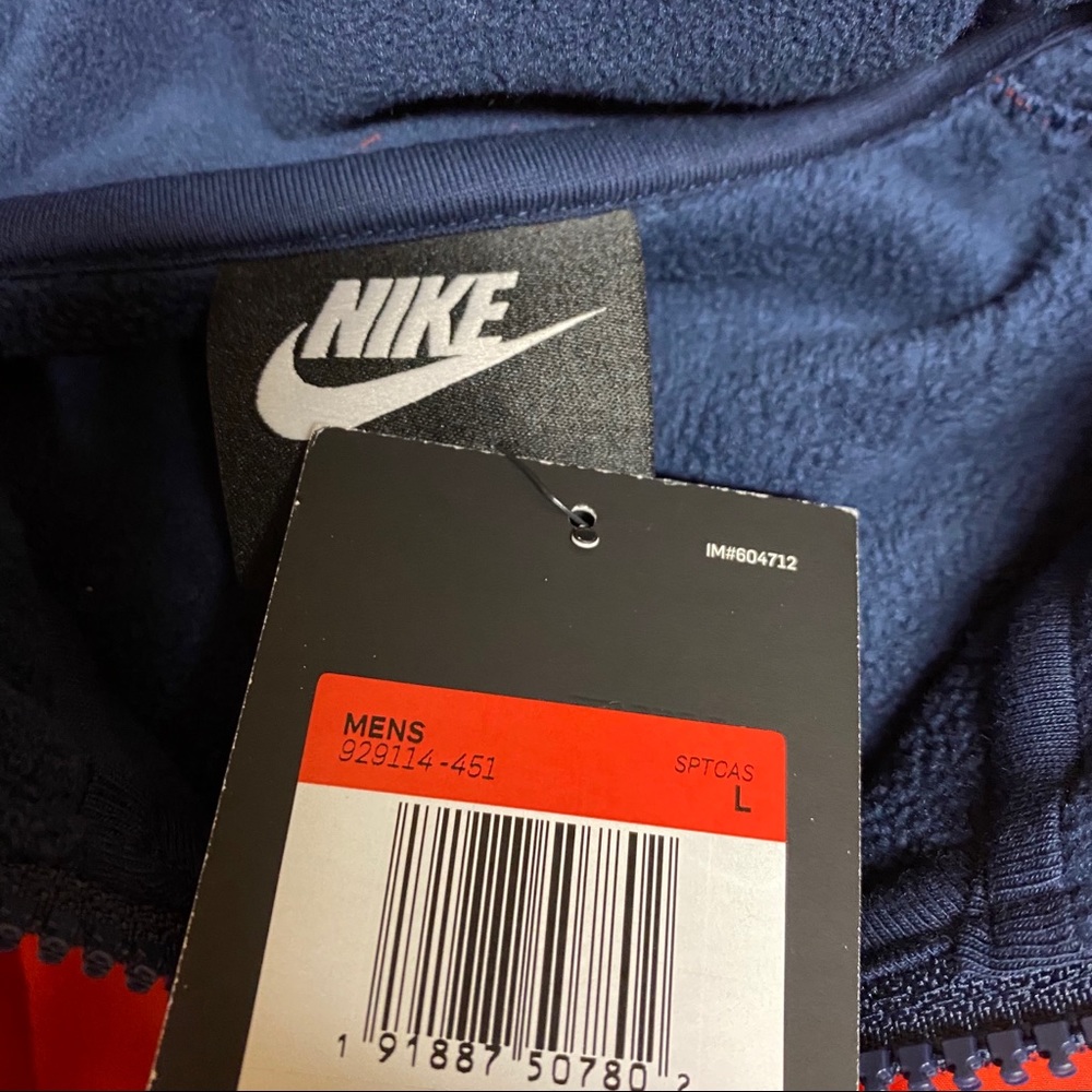 COPY - Nike Full Zip Hoodie Polar Fleece Navy HabaneroRed - Picture 6 of 6